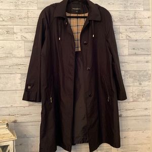 FEN NELLI Signature Trench Coat Over Coat Size 13/14 Black